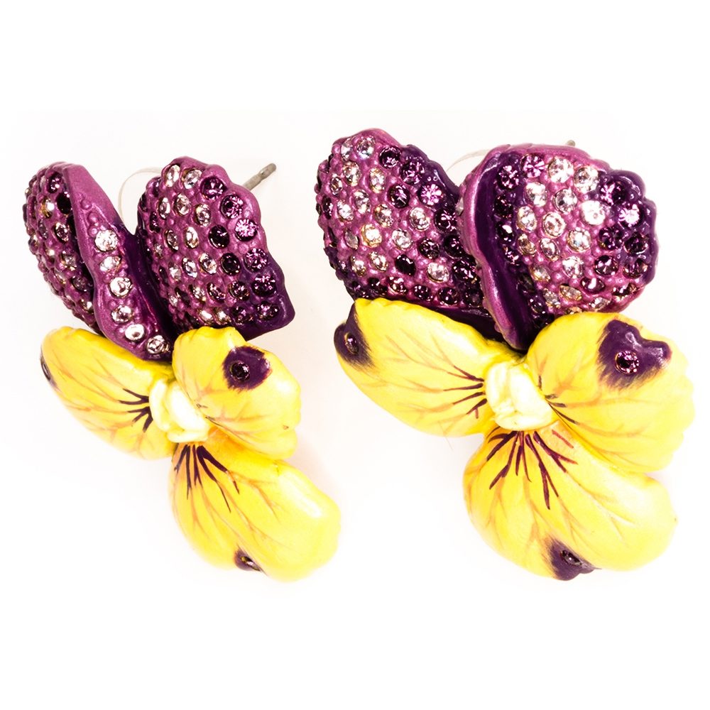 Violet Flower Earrings (Large) - February Birth Flower Earrings