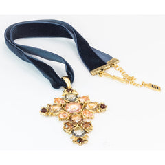 Rose-Cut Jewelled Cross Pendant Gold-Toned - TimeLine Gifts