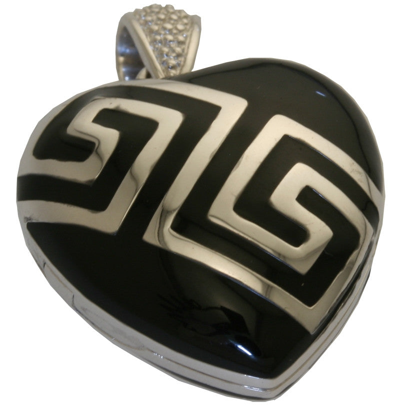 Silver Heart Locket Black Enamel - TimeLine Gifts