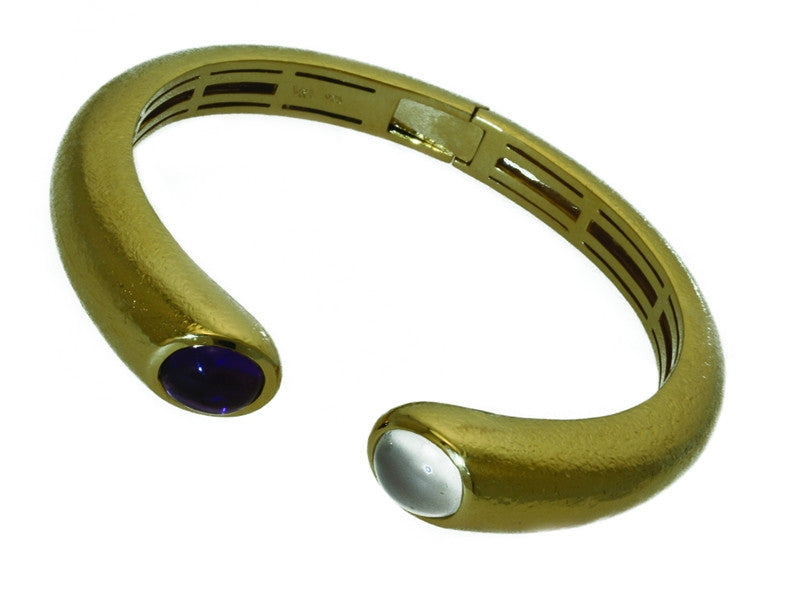 Silver Moonstone and Amethyst Crimea Bangle Gold-Plated - TimeLine Gifts